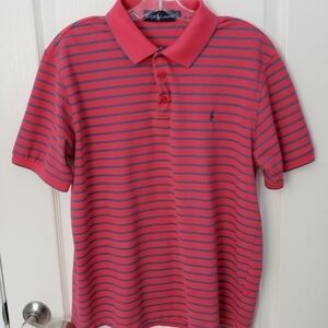 Ralph Lauren Pink & Blue Striped Polo Shirt Youth Size XL